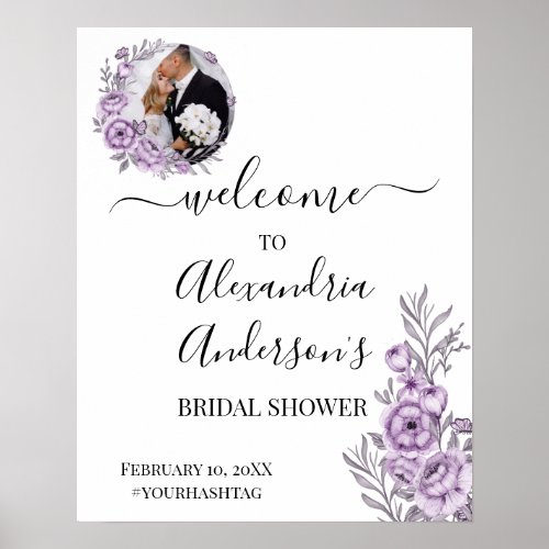 Watercolor Orchid Bridal Shower Welcome Sign