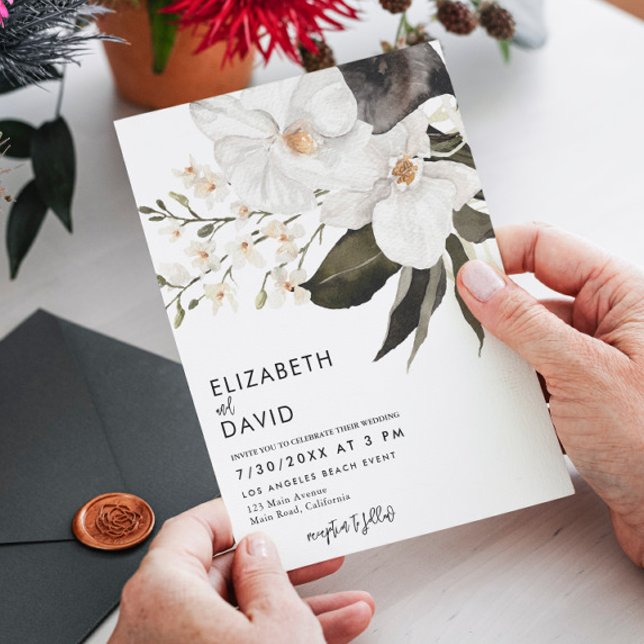 Watercolor Orchid Elegant Simple Minimal Wedding  Invitation (Creator Uploaded)