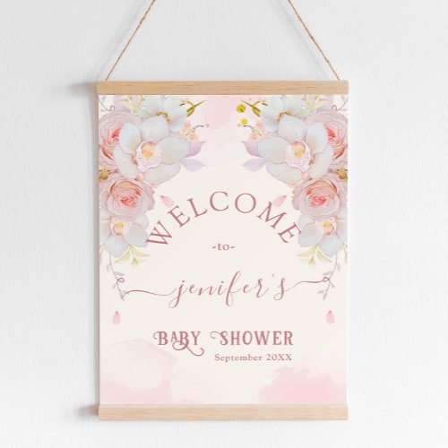 Watercolor Orchid Floral Girl Baby Shower Welcome Foam Board
