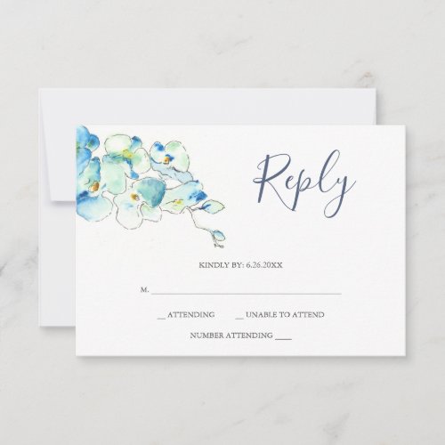 Watercolor Orchid Flower Reply RSVP Cards