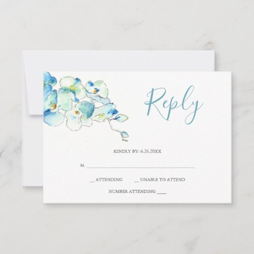 Watercolor Orchid Flower Reply RSVP Cards