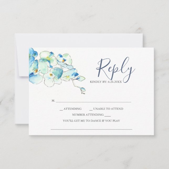Watercolor Orchid Flower Reply RSVP Cards (Front)