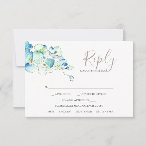 Watercolor Orchid Flower Reply RSVP Cards