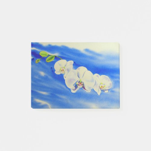 Watercolor orchid painting dreamy clouds sky post_it notes