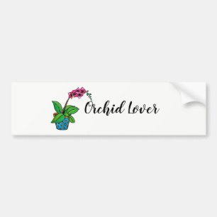 Watercolor Orchid Plant In Beautiful Pot Bumper Sticker