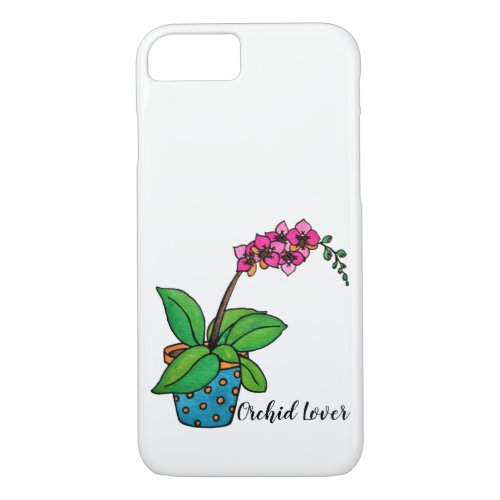Watercolor Orchid Plant In Beautiful Pot iPhone 87 Case