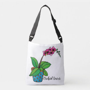 Watercolor Orchid Plant In Beautiful Pot Crossbody Bag