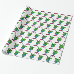 Watercolor Orchid Plant In Beautiful Pot Wrapping Paper