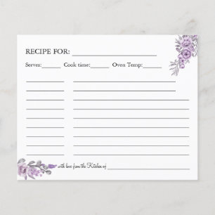 Watercolor Orchid Recipe card Flyer