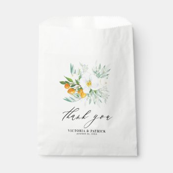 Watercolor Orchids And Kumquats Wedding Thank You Favor Bag by KeikoPrints at Zazzle