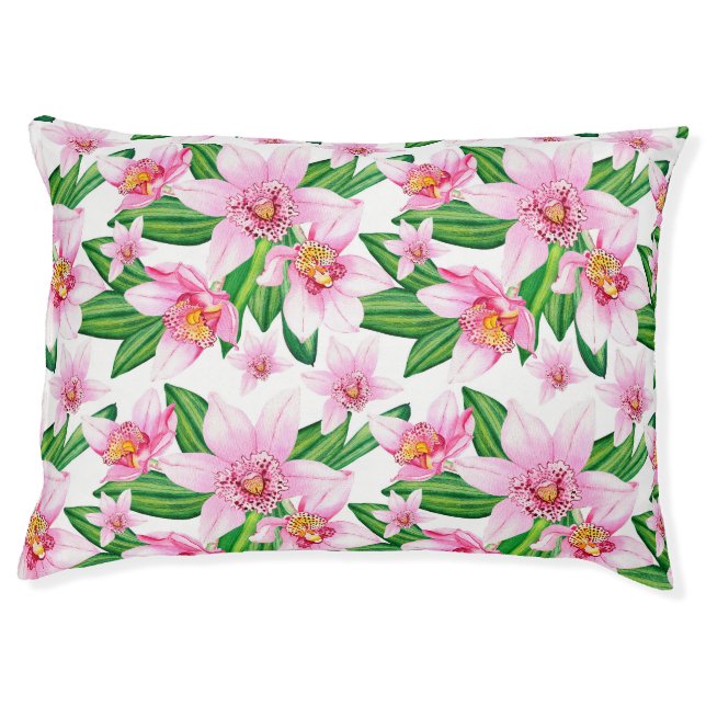 Watercolor Orchids Design 12  Pet Bed (Front)
