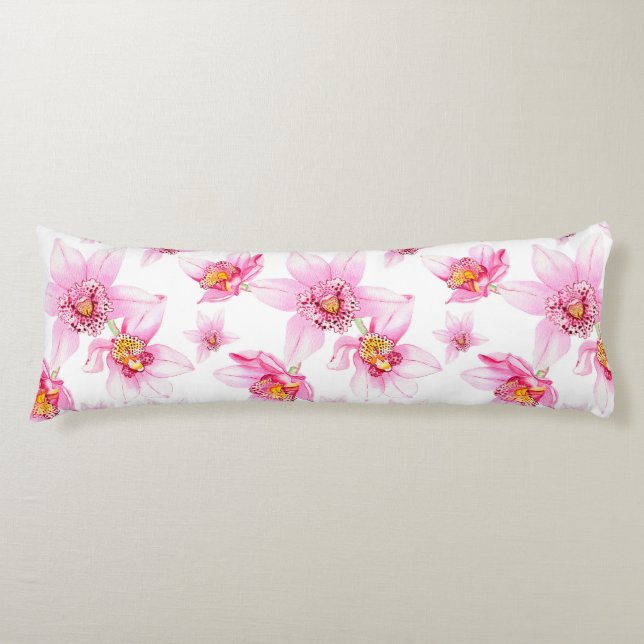Watercolor Orchids Design 15   Body Pillow (Front)