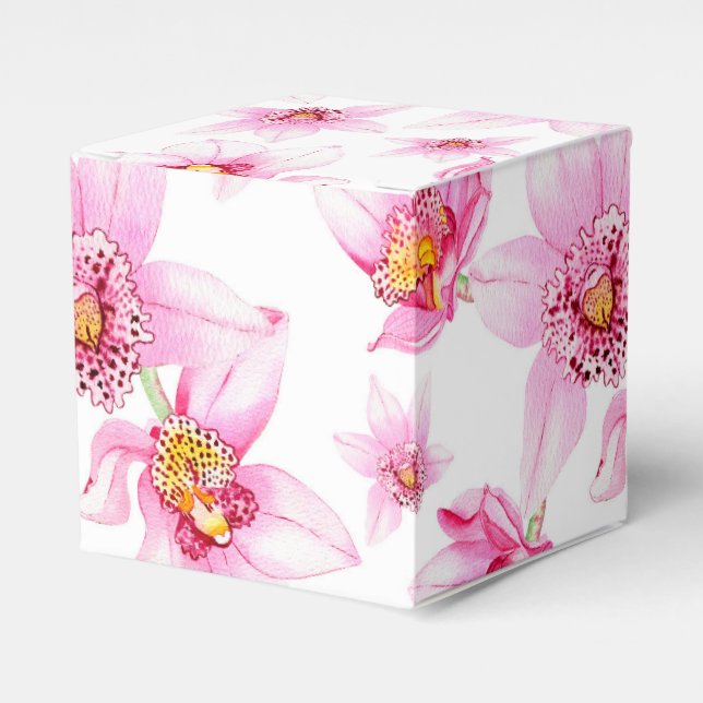 Watercolor Orchids Design 15  Favor Boxes (Front Side)
