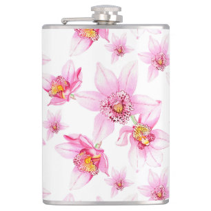 Watercolor Orchids Design 15 Flask