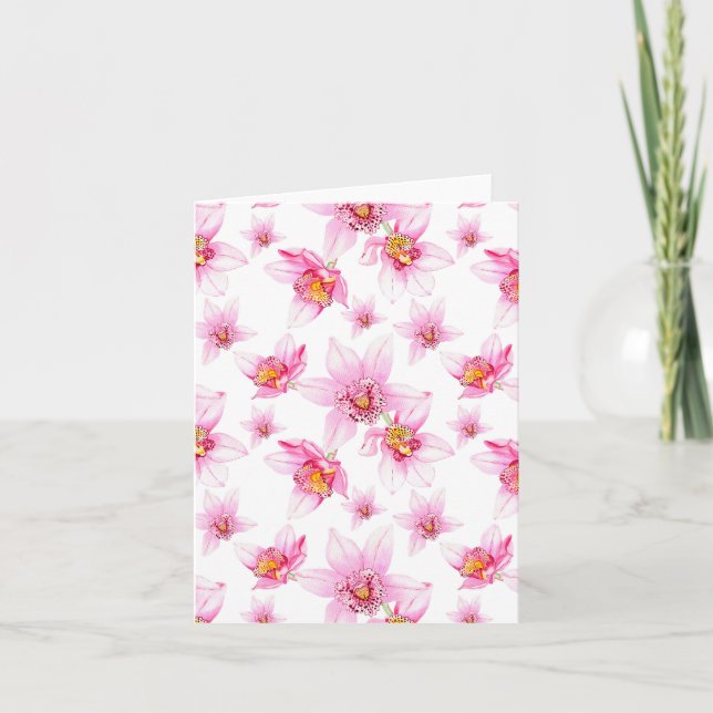 Watercolor Orchids Design 15  Note Card (Front)