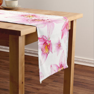 Watercolor Orchids Design 15 Short Table Runner