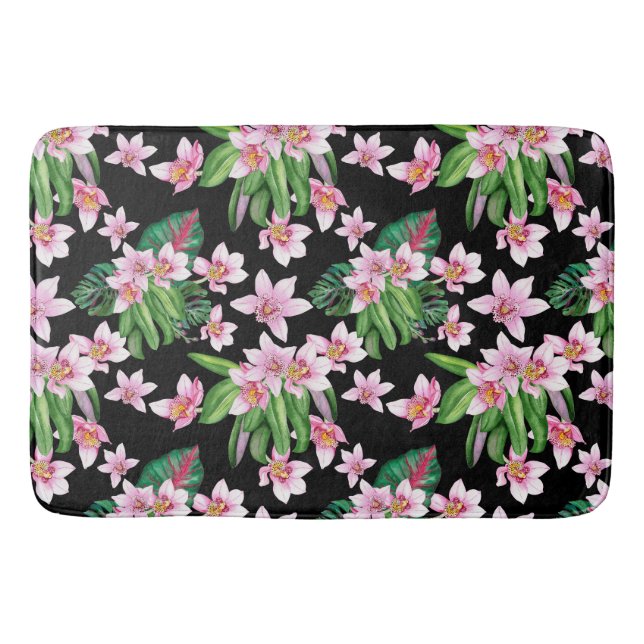 Watercolor Orchids Design 27  Bath Mat (Front)