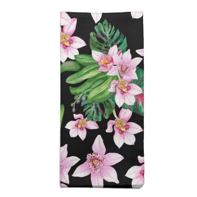 Watercolor Orchids Design 27  Cloth Napkin (Folded)