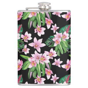 Watercolor Orchids Design 27 Flask
