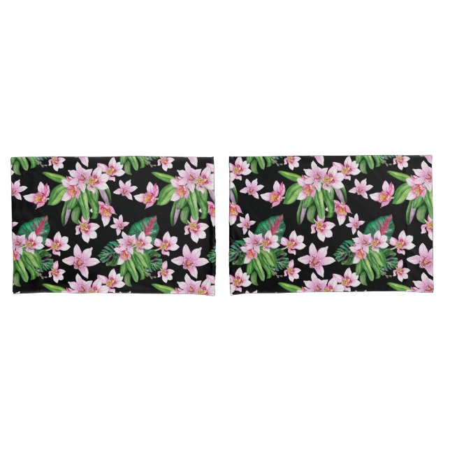 Watercolor Orchids Design 27  Pillow Case (Front-Set)
