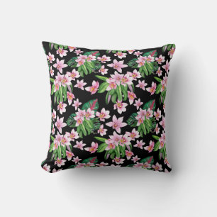 Watercolor Orchids Design 27 Throw Pillow