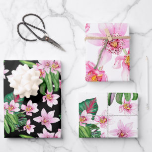 Watercolor Orchids Design 27 Wrapping Paper Sheets