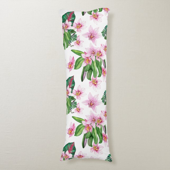 Watercolor Orchids Design 30   Body Pillow (Front Vertical)