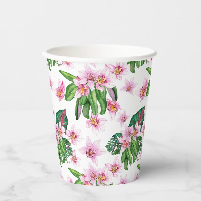 Watercolor Orchids Design 30  Paper Cups (Front)