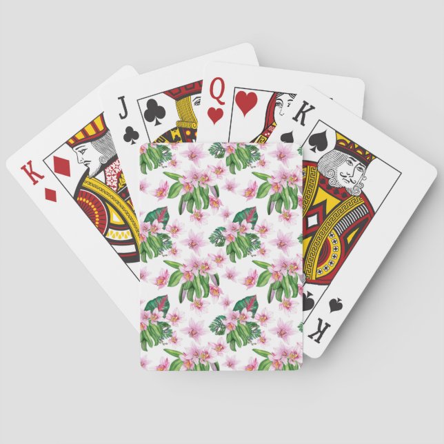 Watercolor Orchids Design 30  Poker Cards (Back)