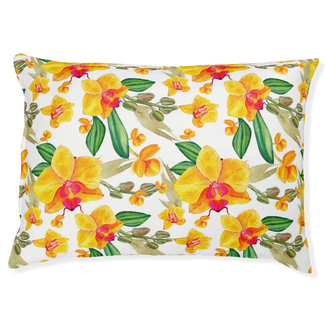 Watercolor Orchids Design 9  Pet Bed (Front)
