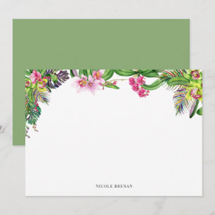 Watercolor Orchids l Whimsical Perzonalized Note Card