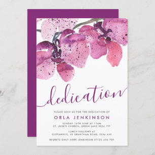 Watercolor Orchids Purple Dedication Invitation
