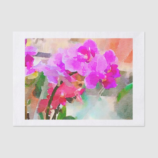 Watercolor Orchids Tissue Paper (Front)