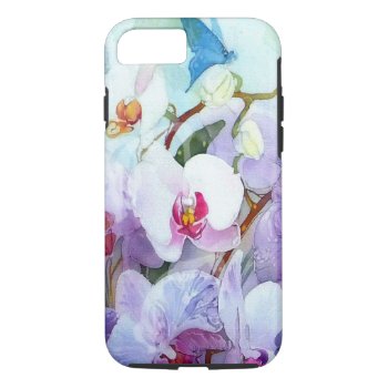 Watercolor Orchids White And Pink Iphone 8/7 Case by SterlingMoon at Zazzle