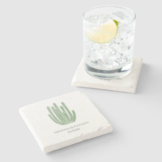 Watercolor Organ Pipe Cactus Wedding Favor Stone Coaster
