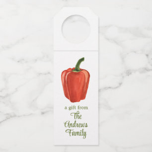 Watercolor Organic Bell Pepper Bottle Hanger Tag