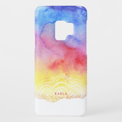 Watercolor Organic Shape &amp; White Mandela Case-Mate Samsung Galaxy S9 Case