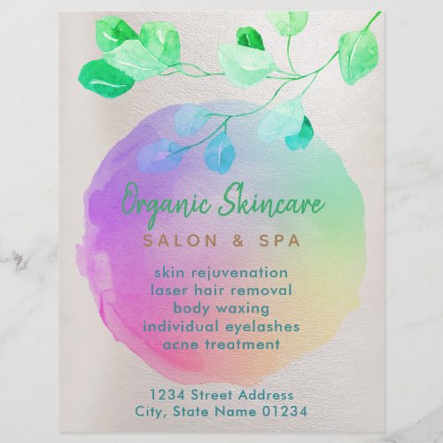 watercolor organic skincare flyer