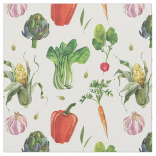 Watercolor Organic Vegetables Fabric