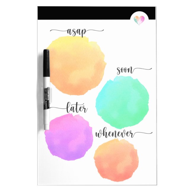 Watercolor Organized things to do Dry Erase Board (Front)