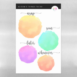 Watercolor Organized things to do Magnetic Dry Erase Sheet