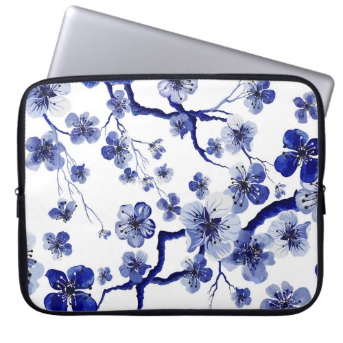 Watercolor oriental pattern with sakura branch S Laptop Sleeve