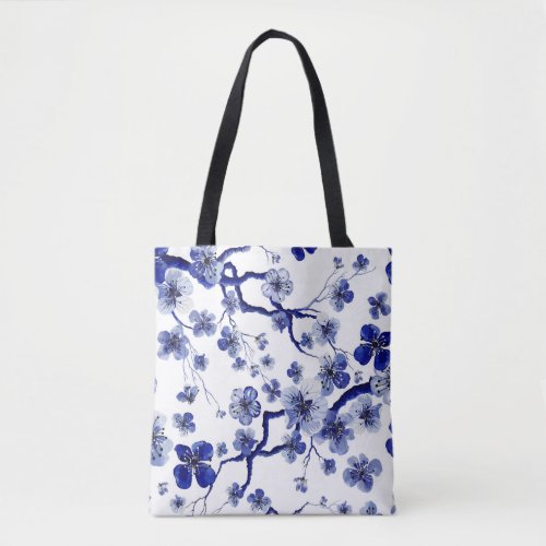 Watercolor oriental pattern with sakura branch S Tote Bag