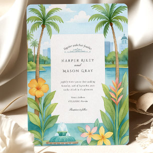 Watercolor Orlando Florida Destination Wedding Invitation