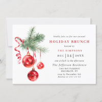 Watercolor Ornament CHRISTMAS HOLIDAY BRUNCH Invitation