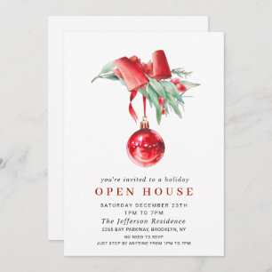 Watercolor Ornament CHRISTMAS HOLIDAY OPEN HOUSE Invitation