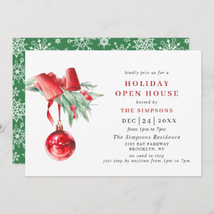 Watercolor Ornament CHRISTMAS HOLIDAY OPEN HOUSE Invitation