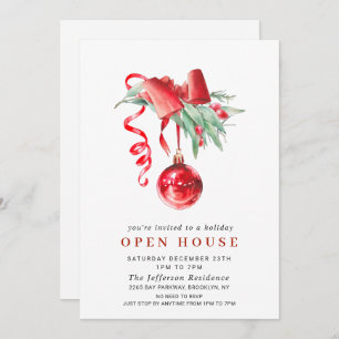 Watercolor Ornament CHRISTMAS HOLIDAY OPEN HOUSE Invitation
