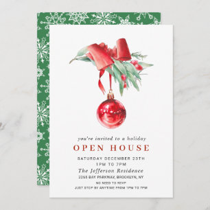 Watercolor Ornament CHRISTMAS HOLIDAY OPEN HOUSE Invitation