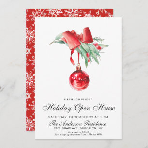 Watercolor Ornament CHRISTMAS HOLIDAY OPEN HOUSE Invitation